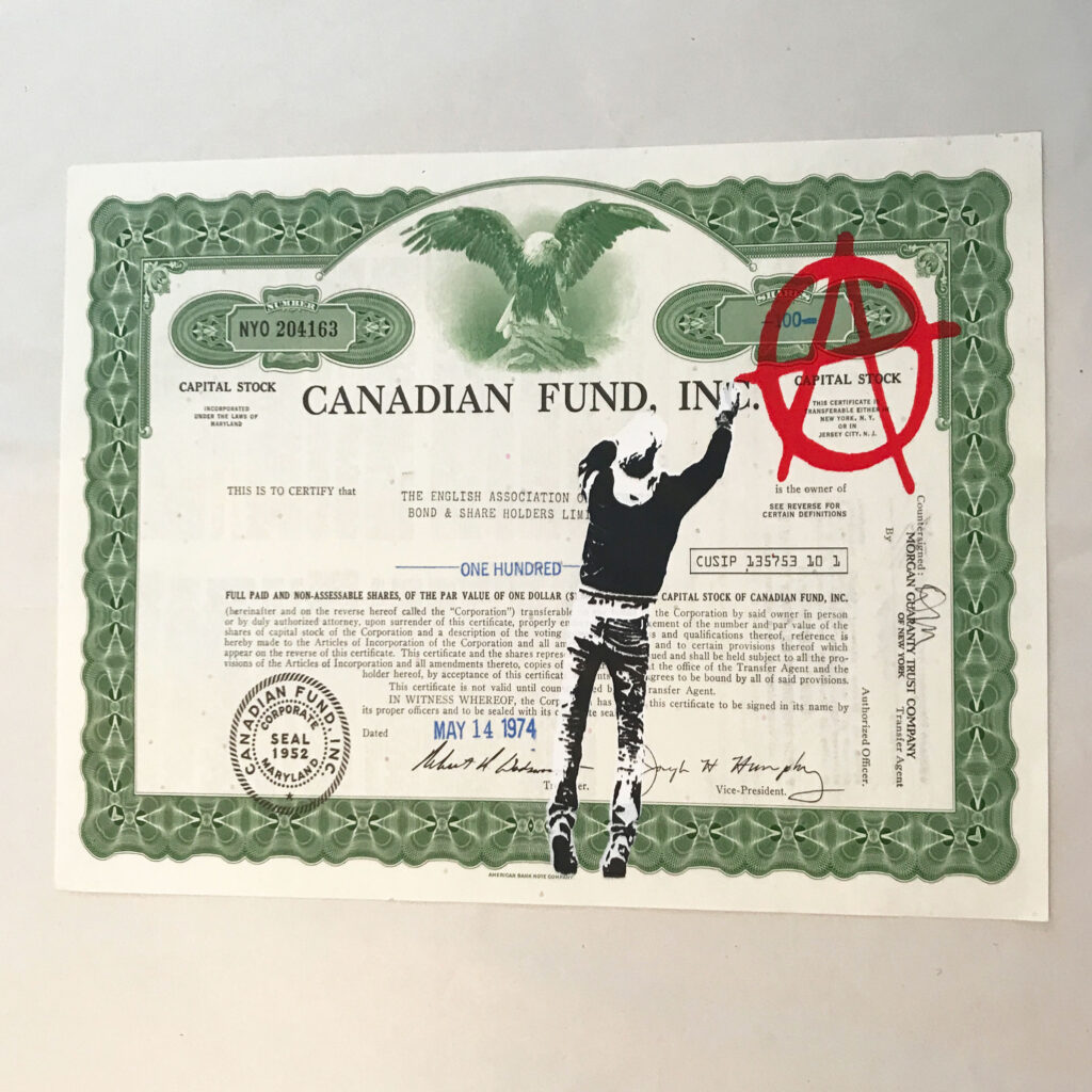 Vintage Share certificate screenprint