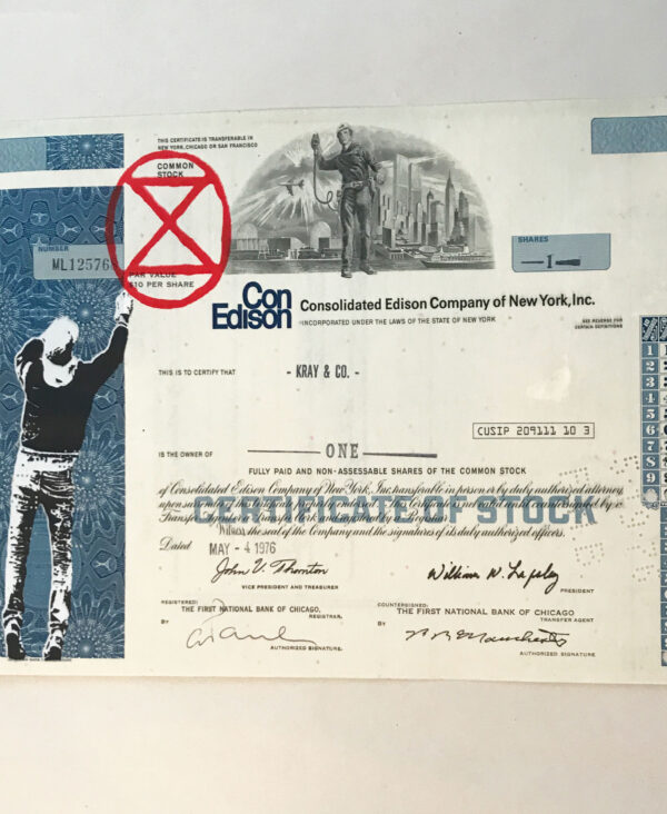 Extinction Rebellion Activist - Stencil on Vintage share certificate